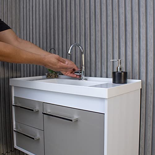 RIVERZZA Kit Armário para Banheiro 60cm MDF com Cuba + Espelheira - Potenza (Gianduia)