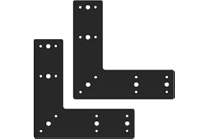 Andorm 2pcs 10x10 L Shape Steel Flat Post Bracket Lshape Heavy Duty for Wood 4x4,6x6 Lumber Pergola Brackets Powder Coated, L Corner Angle Plate, L Truss Framing Bracket, L Mending Plate Black