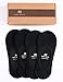 VERO MONTE 4 Pairs Women Middle Profile No Show Socks (8-10, Black) 45042