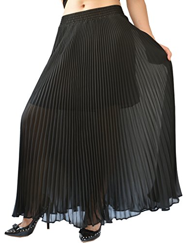 Ysj women s maxi skirt - 35.4-inch chiffon pleated vint…
