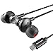 Acessorz USB Type C Earphones, [Upgraded Version] Wired in-Ear Metal Magnetic Earbuds w/Mic, Noise Cancelling Sports Headphones Compatible with Google Pixel 3/2/XL, Huawei, Essential Phone - Black