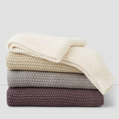 Oake Chunky Knit Throw Blanket, Taupe Beige (50-in x 70-in)