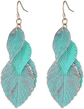 Bovano Blue Leaf Multi Layer Long Earings