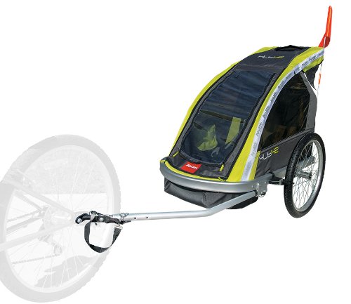 Allen Sports Premier 2-Child Aluminum Bike Trailer/Racing Stroller, Green/Grey