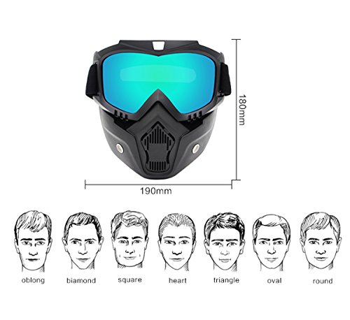 image for Comfysail Motorcycle Mask with Detachable Goggles and Mouth Filter Fog