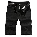 BISHUIGE Men's Cotton Class-Fit Flat Front Belted Casual Shorts