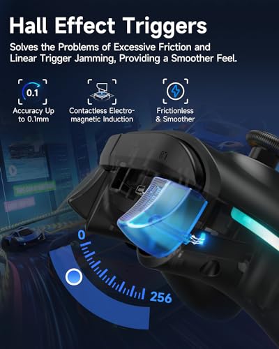 EasySMX X15 Wireless PC Controller with Hall Triggers, Hall Joysticks, Enhanced Bluetooth Game Controller,No Drift No Deadzone effect, Compatible with Windows PC, Android, Steam and Switch