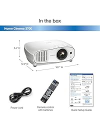 Epson Home Cinema Proyector de Home Theater LCD, Blanco), Home Cinema 3700