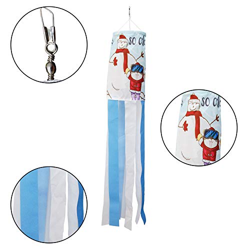 PINCHUANG 40 Inch Snowman Winter Windsock Flag, Christmas Windsock Outdoor Hanging Decoration for Front Yard Patio Lawn Garden Party Decor (Style B)