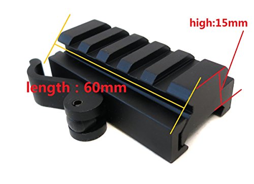 PANOVO 0.6"High 5 Slot ,Middle Riser 21mm WEAVER PICATINNY Rifle Base/Scope Mount Rail (Middle Rail, 5 Slot)