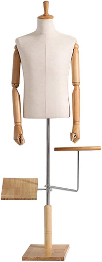 LRHYG Male Mannequin Busts Torso Body Manikin Clothing With Shoe Rack Pants Rack Removable Solid Wood Base White Used For Men Clothing Show