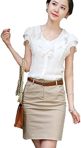 Women Summer T Shirt Short Sleeve Tops Ol Business Attire Office Lady Wear (Size Xs Color White)