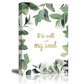 Canvas Wall Art - Green Leaves on White Background with It