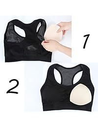 Almohadillas para sujetador, 4 pares, almohadillas para sujetador sermicle cosidas masajeadas para sujetador deportivo A B o C D, D E Copa beige o negro, blanco opcional