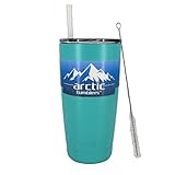 Arctic Tumblers Stainless Steel Camping & Travel Tumbler with Splash Proof Lid and Straw, Double Wall Vacuum Insulated, Premium Insulated Thermos - (Matte Turquoise Powder Coat, 20 oz)