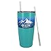 Stainless Steel Camping & Travel Tumbler Splash Proof Lid - Double Wall Vacuum Insulated - Premium Insulated Thermos (20 oz Tumbler, Matte Turquoise Powder Coat with straw)