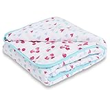 aden by aden + anais Muslin Blanket, 100% Cotton Muslin, 4 Layer lightweight and breathable, Large 44 X 44 inch, Summer Soiree