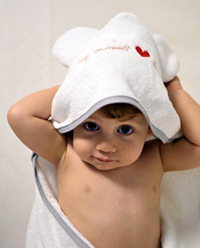 Hooded Baby Towel With Ears - BARAMIS - 100% Cotton, Extra SOFT and LARG (34X34"), Thick, Unisex