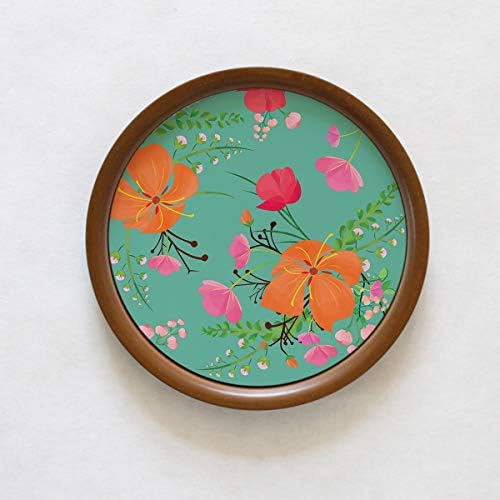 Cyahi - Wall Plates Wood Decor with Hook for Hanging - 10" in Diameter (Natural Turquoise)