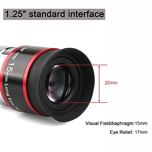 Svbony Eyepiece Telescope 1.25", Ultra Wide Angle Eyepiece 68°, Metal Fully Eyepiece 15mm for Telescope and Filters