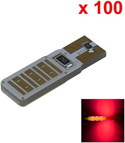 ZHANSHENZHEN Red RV Malibu Landscape Light Wedge Lamp Canbus Error Free 2 Emitters COB SMD LED DC 12V 1252 2450 2652 A134-R (Pack of 100)
