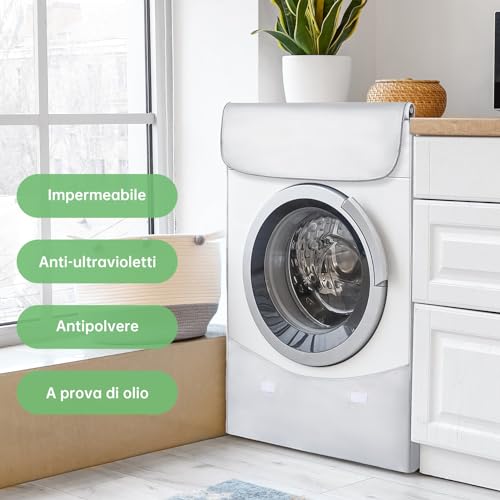 HAUSPROFI Washing Machine Cover for Outdoors – Best Thickness for Washing Machines and Dryers – Waterproof Washing Machine Cover with Silver Sun Protection – 60 x 64 x 85 cm