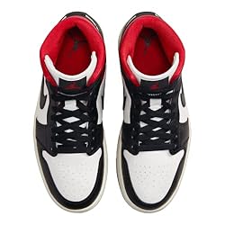 Jordan Women's WMNS Air 1 MID, Black/Gym Red Sail, 8