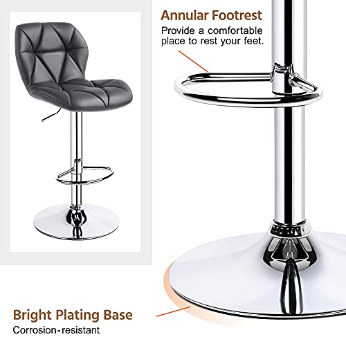 Yaheetech Bar Stools Set of 4 Adjustable PU Leather 360°Swivel Count