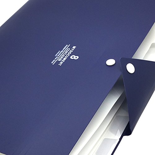 A4 Expanding File Folder, Multiple-Pocket, Document Organizer, With Blank Label Tab, Snap Button Closure, Waterproof, Durable, Colorful (8-Pockets (Blue & Green))