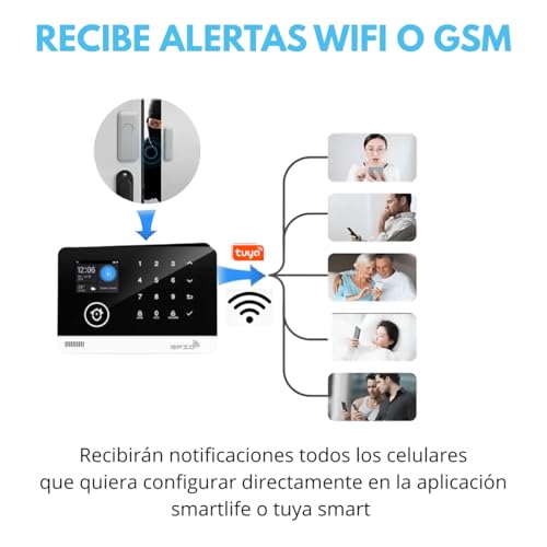 Clicklife - Kit Alarma WiFi Sistema de Seguridad Inalambrica para Casa y Negocio con App Celular, Compatible con Google y Alexa Notificaciobnes en Tiempo Real (10 Sensores, Control de 100 Zonas)