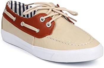 Misbehave DI89 Women Leatherette Two Tone Lace Up Classic Boat Shoe - Nude (Size: 8.0)