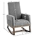 Giantex Upholstered Rocking Chair, Modern High Back Armchair, Comfortable Rocker Fabric Padded Seat Wood Base, Massage Rocking Chair for Nursery (Beige)