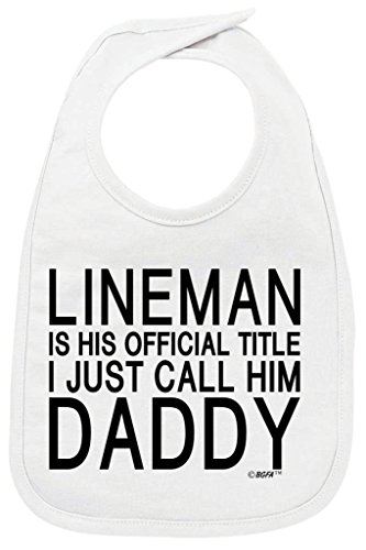 Toddler Clothes Lineman Official Title I Call Him Daddy Light Blue Bodysuit and White Bib Bundle 12 Months