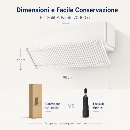 chochoyah Air Conditioner Deflector, Adjustable Air Conditioner Blades Aluminium Alloy 90 cm Anti Blow Direct for Air Conditioner Home Office Room
