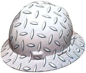 Izzo Graphics Diamond Plate MSA V-GUARD Full Brim Hard Hat