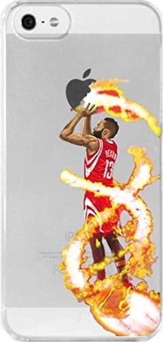 iPhone Case NBA Player Ultra Slim Transparent Hard Case Cover for Apple iPhone 5/5s/SE, iPhone 6/6s (4.7inch) &amp; iPhone 6/6s Plus (5.5 inch) (iPhone 7/7s, Harden Fire)