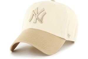 '47 New York Yankees Mens Womens Two Tone Clean Up Adjustable Strapback Natural White/Khaki Hat with Tonal Logo