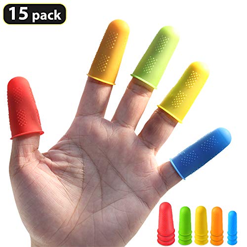 Silicone Finger Protectors Fingertip Gloves Cover for Hot Glue, 15 Pieces, Multiple Colour