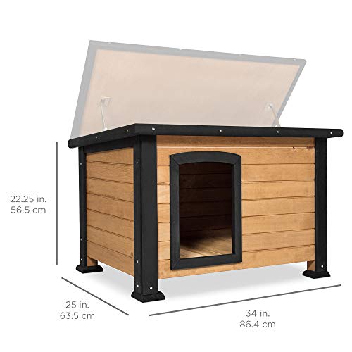 Best Choice Products Wooden Weather Resistant Log Cabin Dog House Pet Shelter Brown With Opening Roof For Small Dogs Outdoor Or Indoor Kennel