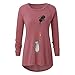 Moilant Women O-Neck T Shirt Cute Cartoon Print Tops Plus Size Casual Blouse Tunic Pinkthumb 2