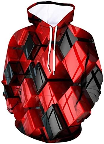 NIUQI Men's 3D Printed Hoodie Hooded Loose Long Sleeve Sweatershirt Tops