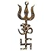 Odishabazaar Trishakti Yantra Swastik Om Trishul Original Brass 3.5 inch
