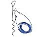 Dog Tie Out Cable and Stake,Focuspet Pet Leash with Tie Out Outdoors Yard Camping Medium Small Dogs Up to 60 Pound 18'' Stake 10 Ft 16 Ft 33 Ft Cable Blue 10 ft