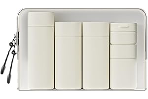 FANPOI 5pcs Travel Cream Dispenser Bottles Set Travel Bottles Toiletry Containers Set, TSA Approved, Travel Essentials, Beige