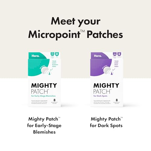 Mighty Patch Hero Cosmetics Micropoint Acne Pimple Patches, 8 Ct | For Early Stage Zits & Hidden Blemishes; Hydrocolloid with Salicylic Acid, Niacinamide, Cica; 395 Micropoints; Acne Stickers