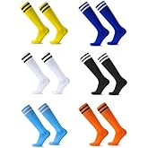 Jaoruizer 6 Pairs Soccer Socks Men, 6 Colors Knee High Tube Mens Soccer Socks, Stretchy Compression Sports Athletic Football Baseball Socks for Men Youth Adults