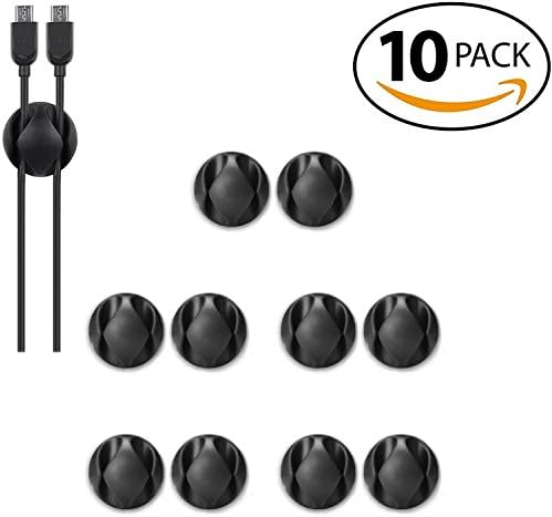 10 Pack Computer Desk Cable Clips, Wire Holder Organizer, Desktop USB Cord Management, Self-Adhesive for Your Wires, Charging and Mouse Cord TV PC Laptop Home Office Car - Gift Ideas for Husband, Wife