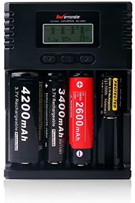 4pcs Intellicharger universal smart LCD Rechargeable battery charger for Li-ion3.7v /Ni-MH 1.2v /LiFePO4 3.2v 26650 22650 18650 18490 18350 16340 RCR123 14500 AA AAA AAAA C with CAR Adapter