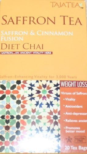 TajaTea Saffron and Cinnamon Diet Chai 20 CT (Pack of 7) + (6 Pack of M&amp;M Milk Chocolate 1.69oz)