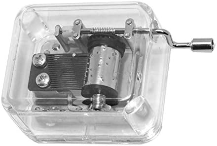 WUZJ Transparent Musical Box Acrylic Hand Crank Mini Square Music Box